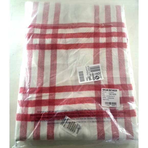 NEW Lands End CashTouch Throw Blanket Red White Plaid Fringe Soft Warm Cozy - Picture 3 of 4